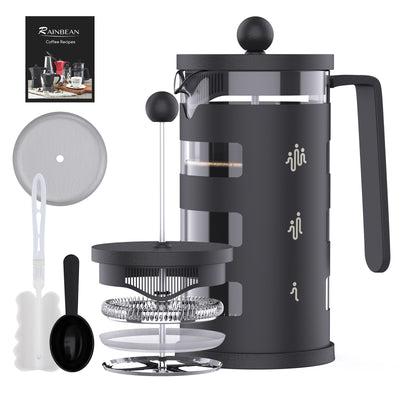 RAINBEAN  French Press Coffee Maker Easy Cleaning Cafeteria, Heat Resistant Borosilicate Glass