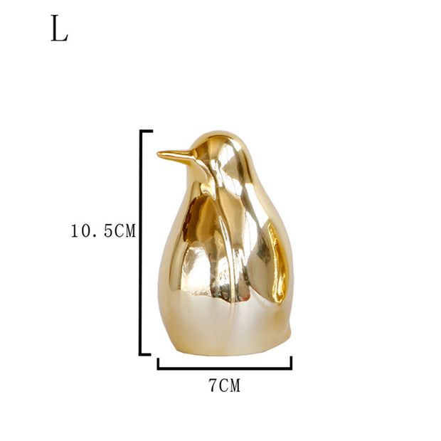 Cartoon electroplating golden penguin ceramic ornaments