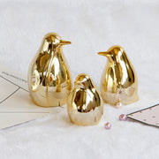 Cartoon electroplating golden penguin ceramic ornaments