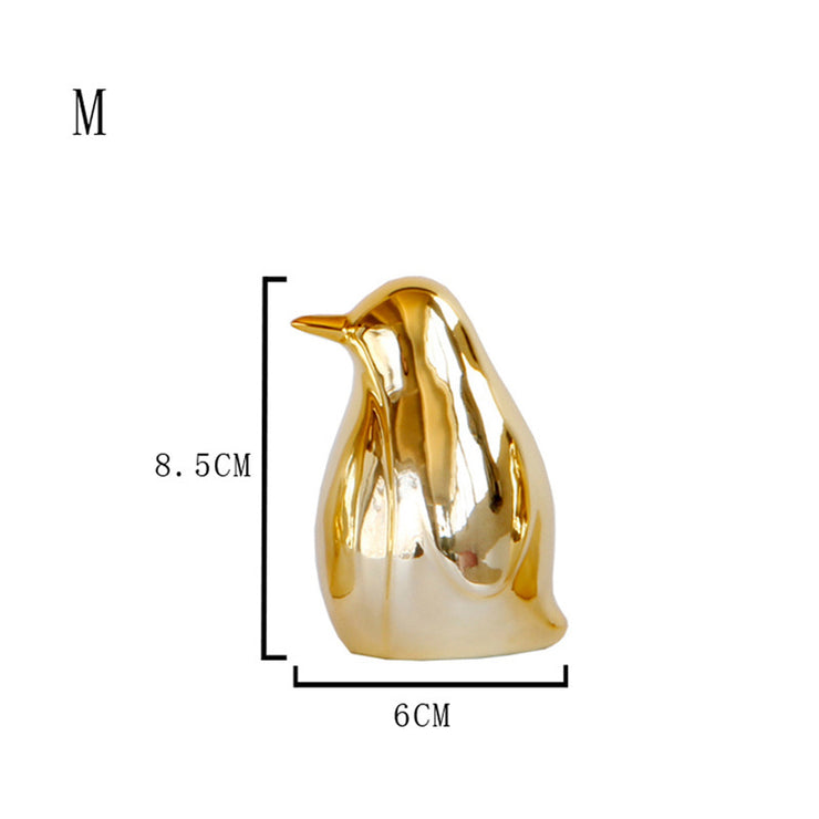 Cartoon electroplating golden penguin ceramic ornaments