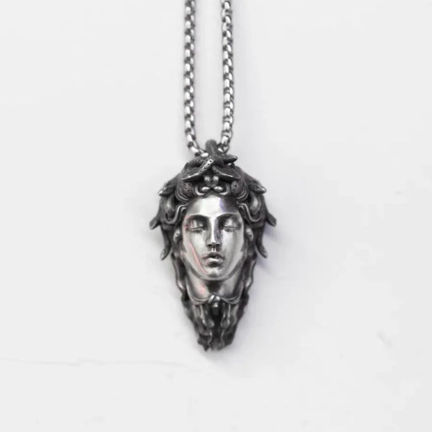 Handcrafted Sterling Silver Medusa s925 Silver Necklace Ancient Greek Myth Snake Woman Pendant Featured Pendant