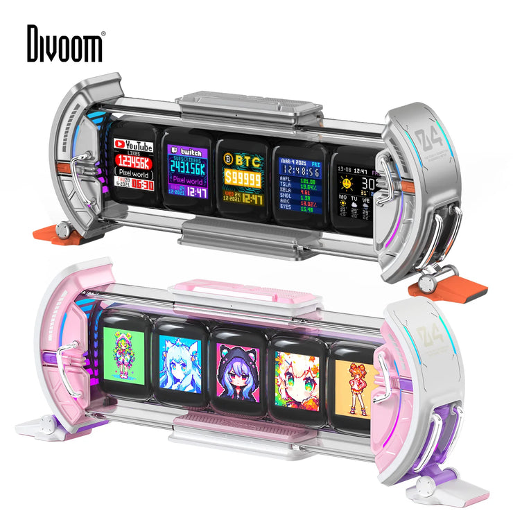 Divoom Times Gate Cyberpunk Gaming Setup Digital Pixel Art Clock with Smart APP Control, WiFi Connect, RGB LED Display,