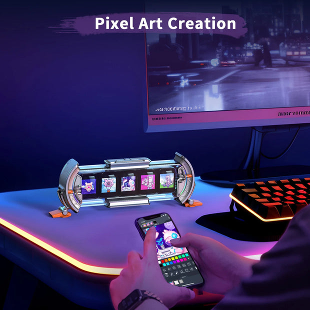 Divoom Times Gate Cyberpunk Gaming Setup Digital Pixel Art Clock with Smart APP Control, WiFi Connect, RGB LED Display,