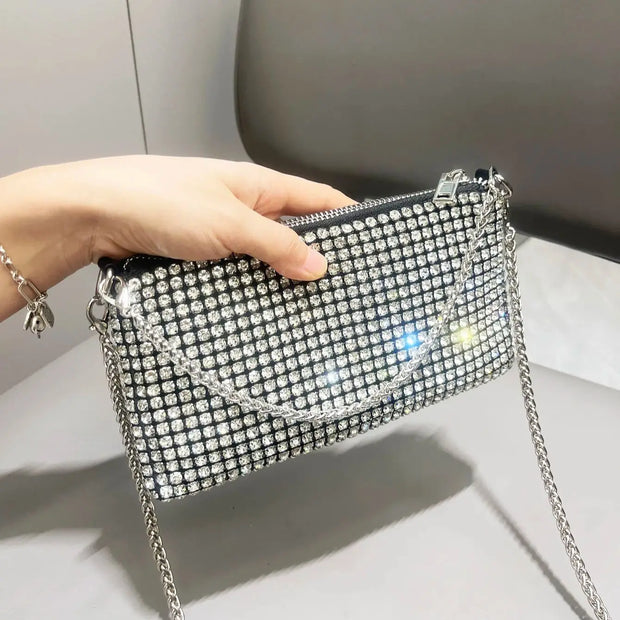 Luxury Designer Rhinestones Clutch Purse Bag for Women Handle Bag Shoulder Bag Purse