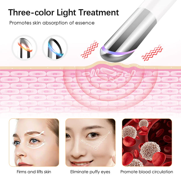 IPL Eye Beauty Device Red Blue Purple Lights Importer Heating Vibration Lighten Dark Circles Bags Improve Skin USB Charging