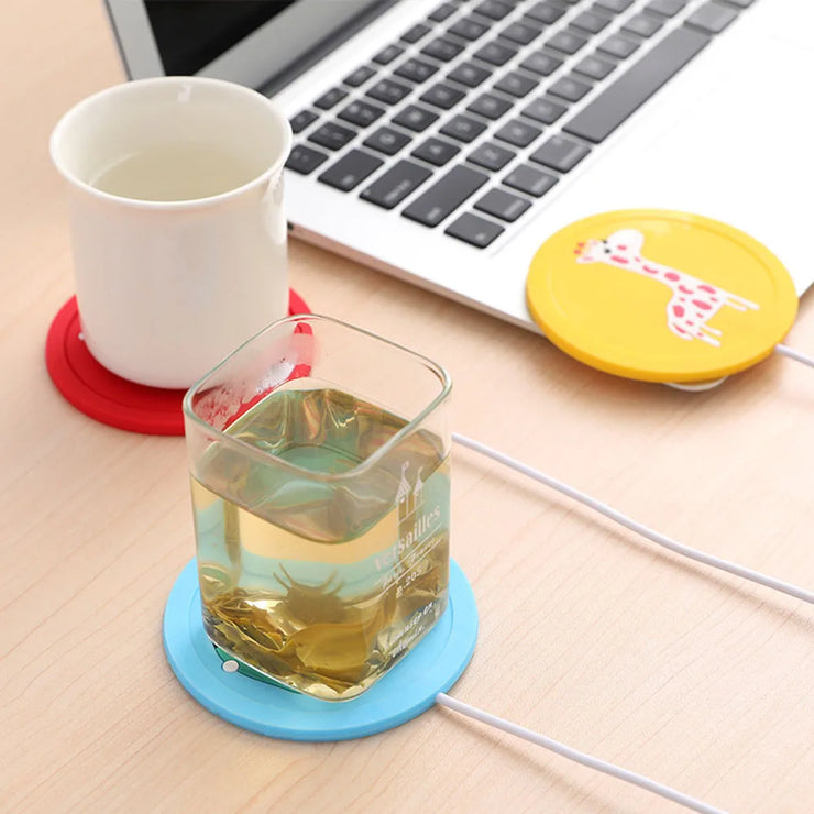 Novel USB Power Suply Tea Coffee Cup Mug Warmer Heating Cup Mat Pad Coasters for Office Gadget Cartoon Wood Grain Mug