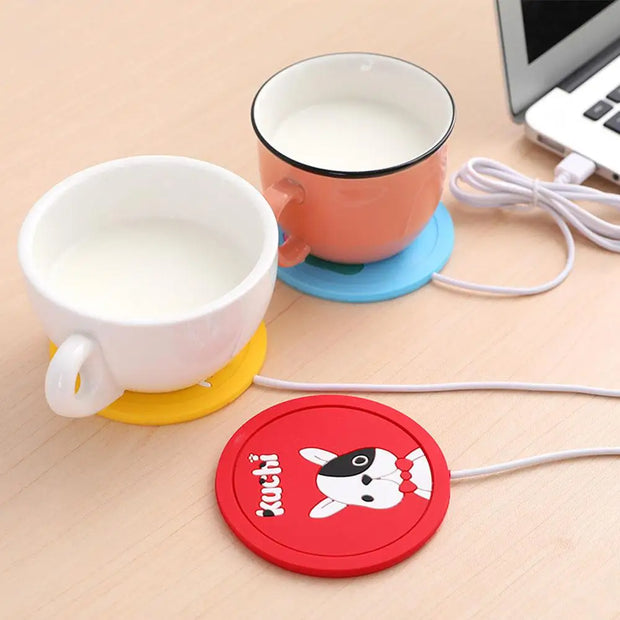 Novel USB Power Suply Tea Coffee Cup Mug Warmer Heating Cup Mat Pad Coasters for Office Gadget Cartoon Wood Grain Mug